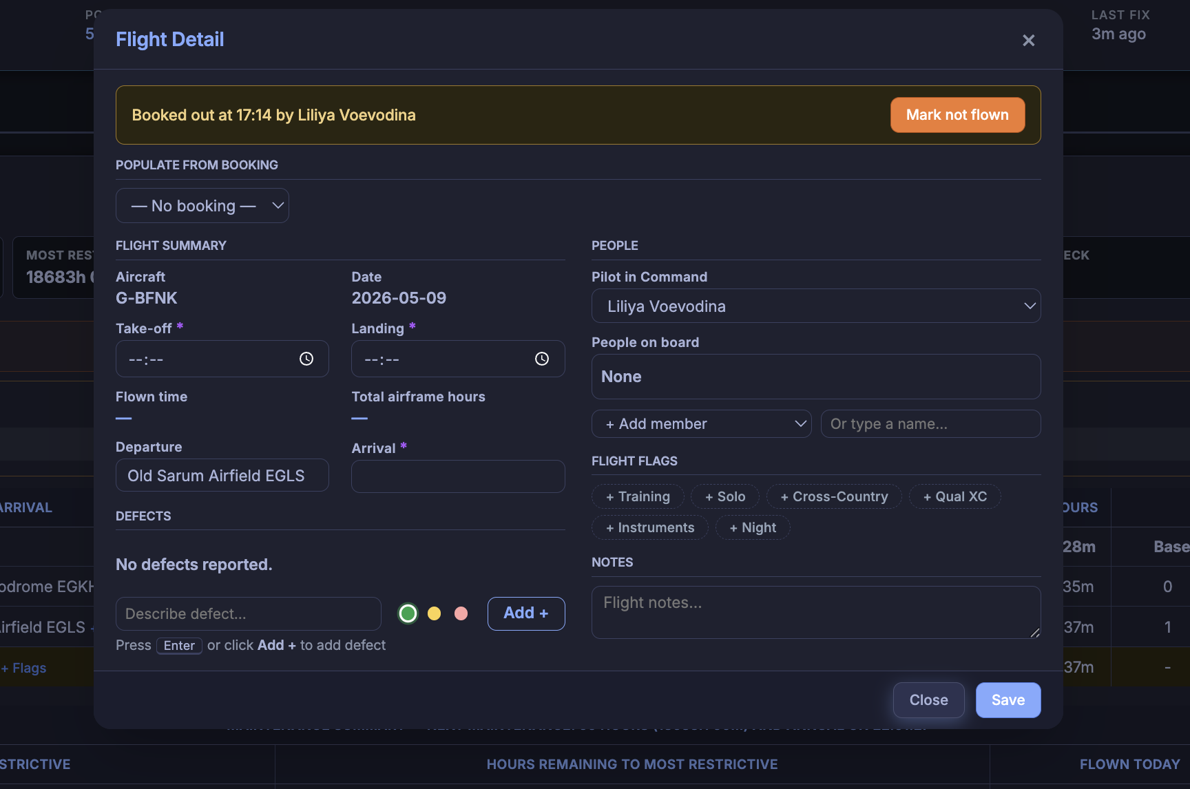 A FLOG Control Panel -dark theme screenshot