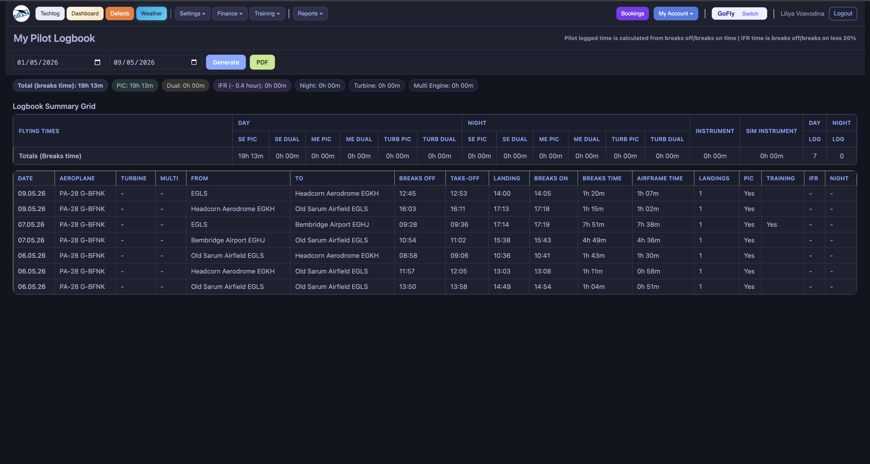 A FLOG Control Panel -dark theme screenshot