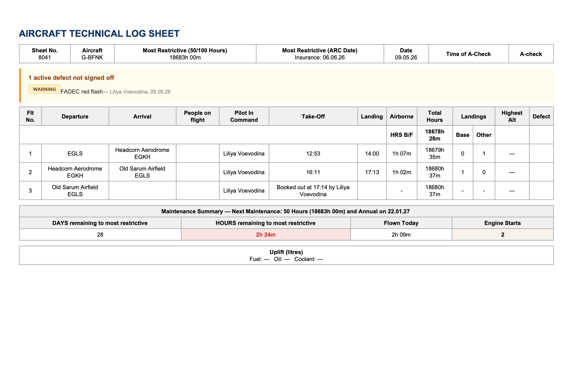 A FLOG Control Panel -light theme screenshot